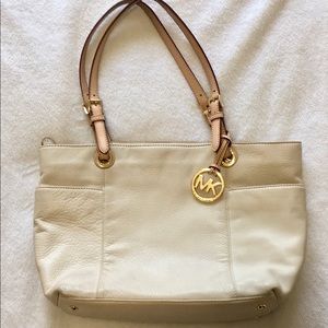 Michael Kors White Leather Tote